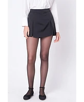 English Factory Women's Satin Single Pleat Skort