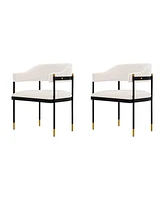 Manhattan Comfort Lia 2-Piece Boucle Upholstered Dining Armchair Set