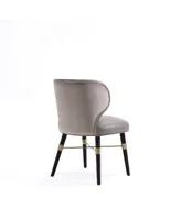 Manhattan Comfort Strine 21.65" Velvet and Faux Leather Upholstered Dining Chair