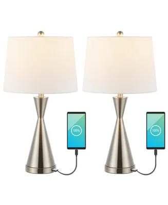 Jonathan Y Colton Classic French Country Iron Led Table Lamp with Usb Charging Port (Set of 2)