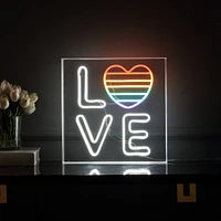 Jonathan Y Love Square Contemporary Glam Acrylic Box Usb Operated Led Neon Light