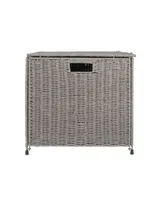 Household Essentials Woven Paper Rope Storage Chest with Hinged Lid and Integrated Handles