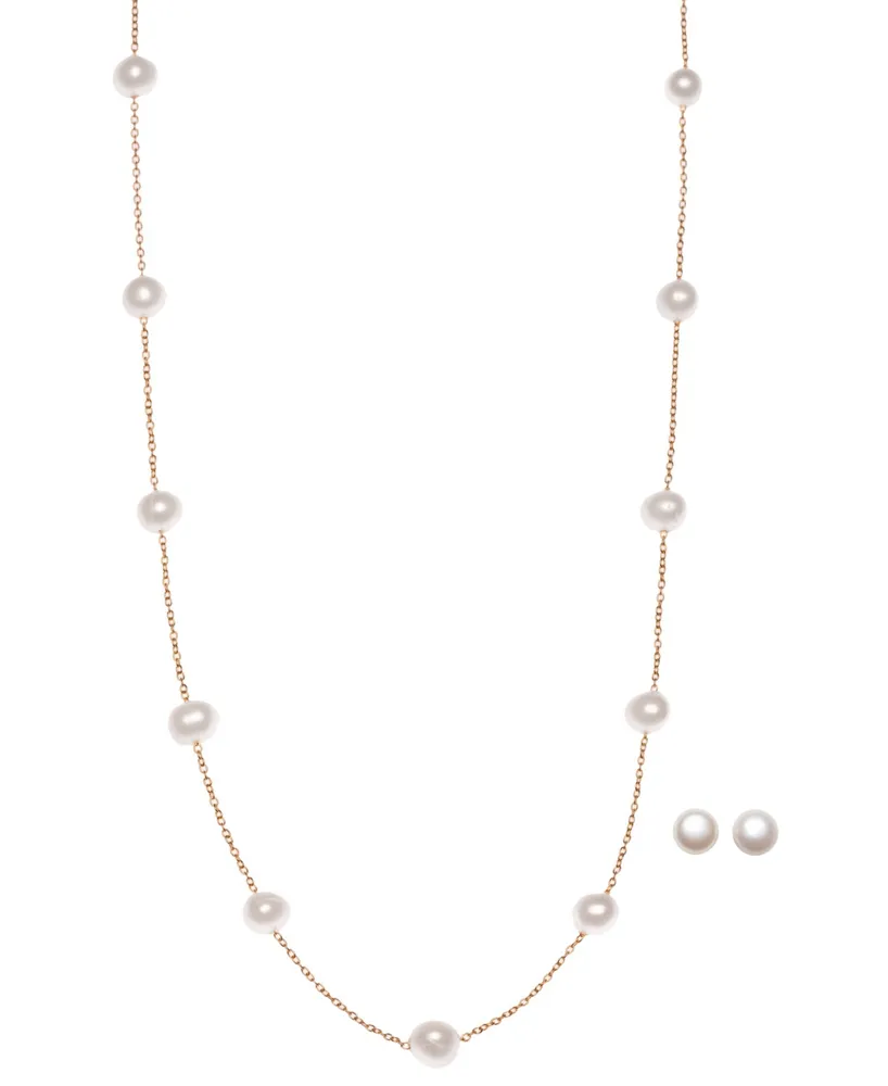 Macy's 2-Pc. Set Cultured Freshwater Pearl (6-1/2 - 7mm) Collar