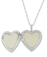 Mom Painted Heart Locket 18" Pendant Necklace in Sterling Silver