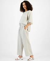 Jm Collection Women's Wide Leg Cotton Gauze Pants, Created for Macy's