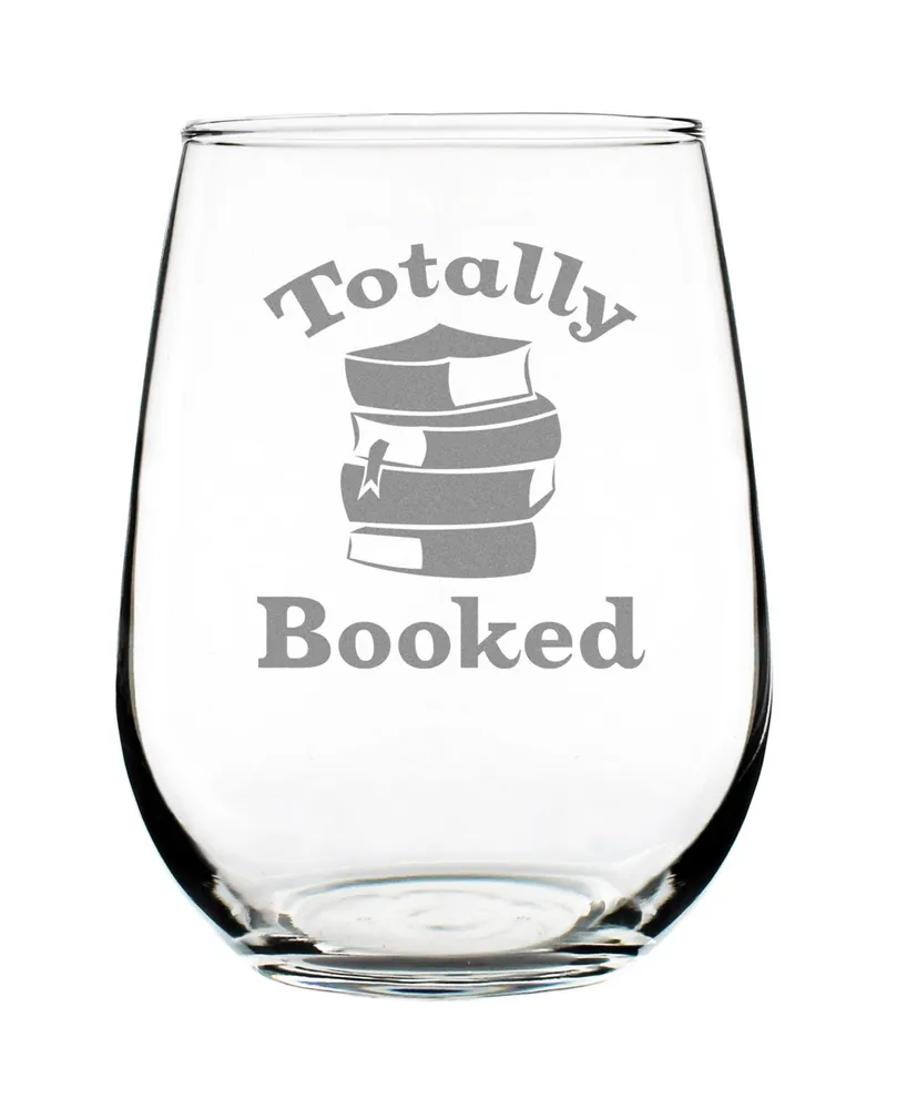 Bevvee Totally Booked Book Lovers Gift Stem Less Wine Glass, 17 oz