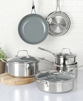 Martha Stewart Collection Delaroux Stainless Steel 10 Piece Cookware Set