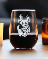 Bevvee German Shepherd Face Dog Gifts Stem Less Wine Glass, 17 oz