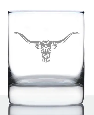Bevvee Longhorn Texas Rancher Gifts Whiskey Rocks Glass, 10 oz