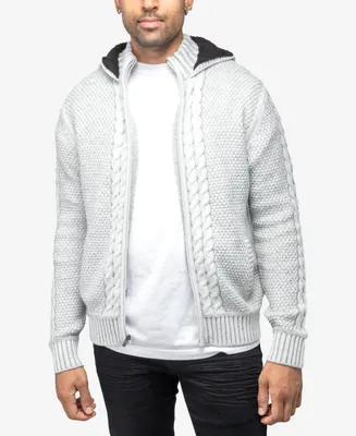 X-Ray Men's Hooded Full-Zip High Neck Sweater Jacket