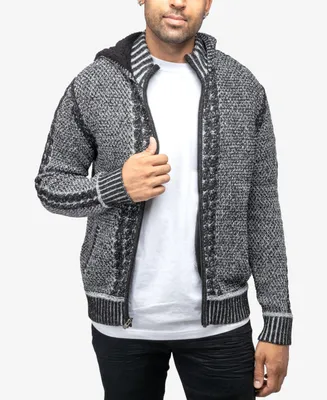 X-Ray Men's Hooded Full-Zip High Neck Sweater Jacket