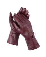 Women's Bow and Stitch Touchscreen Sheepskin Gloves