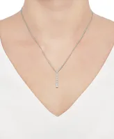 Diamond Graduated Linear 18" Pendant Necklace (1/2 ct. t.w.) in 14k White Gold