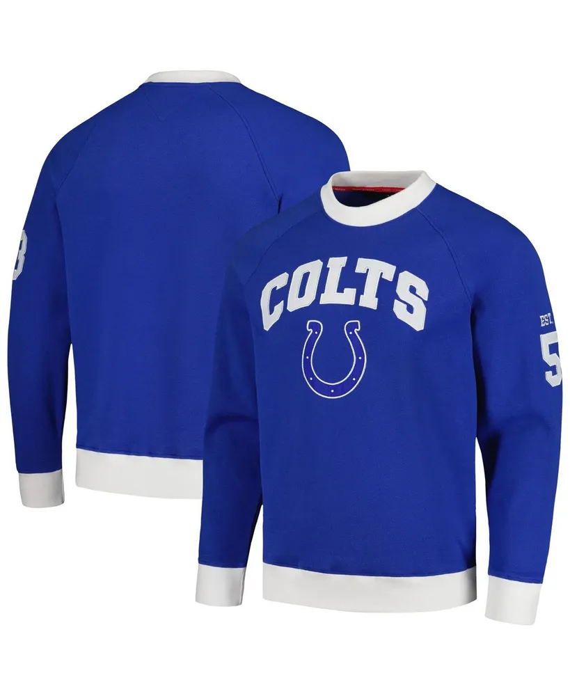 Men's Tommy Hilfiger Royal, White Indianapolis Colts Reese Raglan Tri-Blend Pullover Sweatshirt