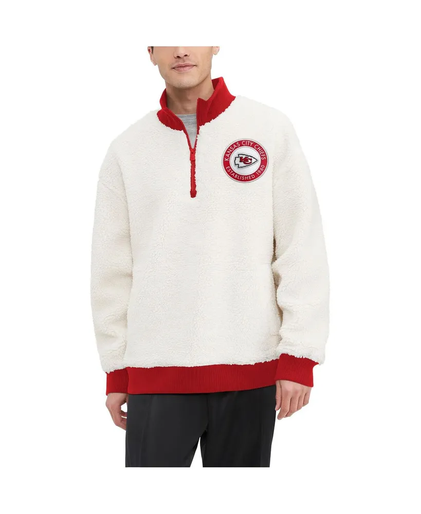 Men's Tommy Hilfiger Cream Kansas City Chiefs Jordan Sherpa Quarter-Zip Sweatshirt