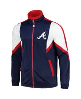 Men's Starter Navy Atlanta Braves Lead Runner Full-Zip Jacket