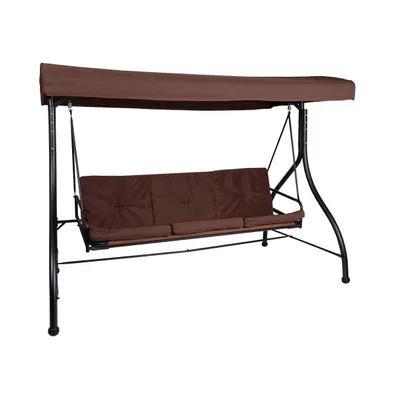 3-Seat Outdoor Steel Converting Patio Swing And Bed Canopy Hammock