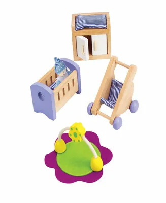 Hape Wooden Dollhouse Furniture Baby's Room Set