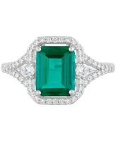 Lab-Grown Emerald (2-1/10 ct. t.w.) and White Sapphire (3/8 ct. t.w.) Ring in Sterling Silver