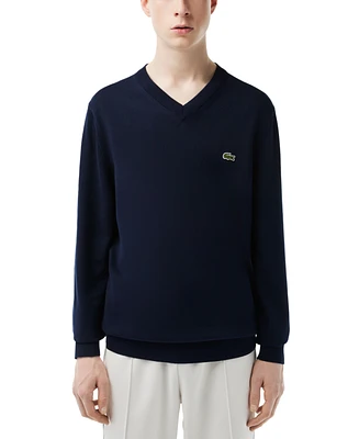 Lacoste Men's Regular-Fit Solid V-Neck Sweater