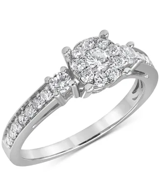 Diamond Halo Engagement Ring (5/8 ct. t.w.) in 14k White Gold