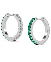Lab-Grown Sapphire (1/2 ct. t.w.) & White (1/4 Reversible Hoop Earrings