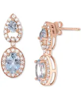 Aquamarine ( 2-3/4 ct. t.w) Diamond (5/8 ct. t.w) Earrings in 14K Rose Gold