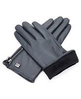 Mio Marino Women's Wristed Zipper Touchscreen Leather Gloves