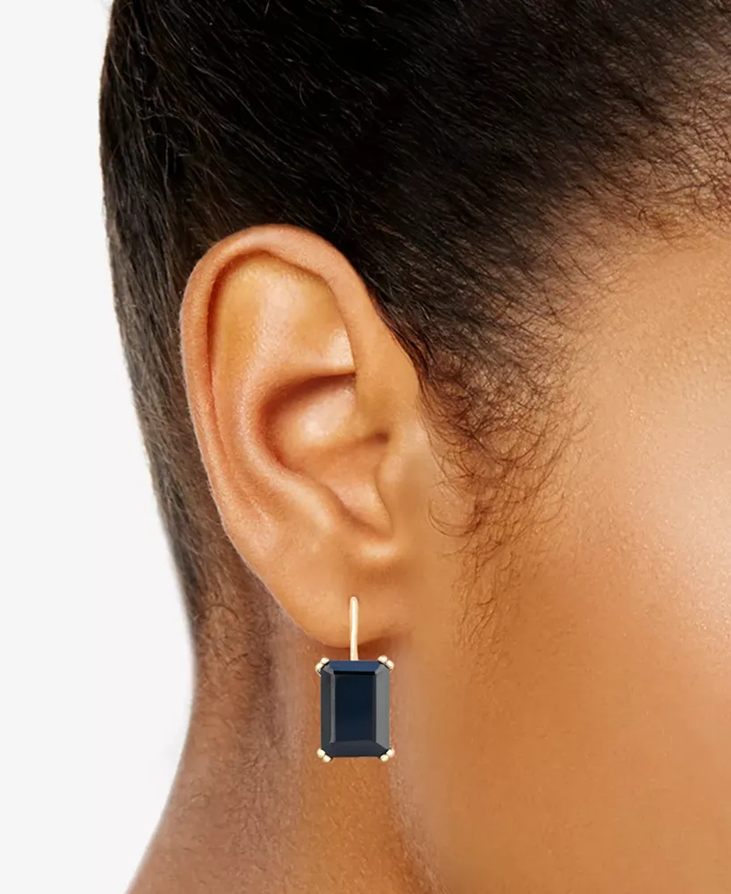 Onyx Leverback Hoop Earrings in 14k Gold-Plated Sterling Silver