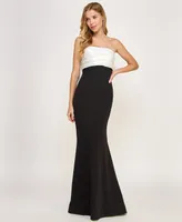 City Studios Juniors' Back-Bow Contrast Mermaid Gown, Created for Macy's