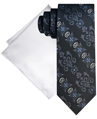 Steve Harvey Men's Fancy Medallion Tie & Solid Pocket Square Set