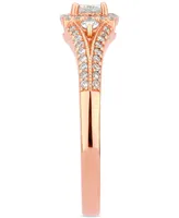 Diamond Princess Halo Engagement Ring (1/2 ct. t.w.) in 14k Rose Gold