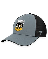 Men's Fanatics Gray, Black Pittsburgh Penguins Authentic Pro Home Ice Trucker Adjustable Hat