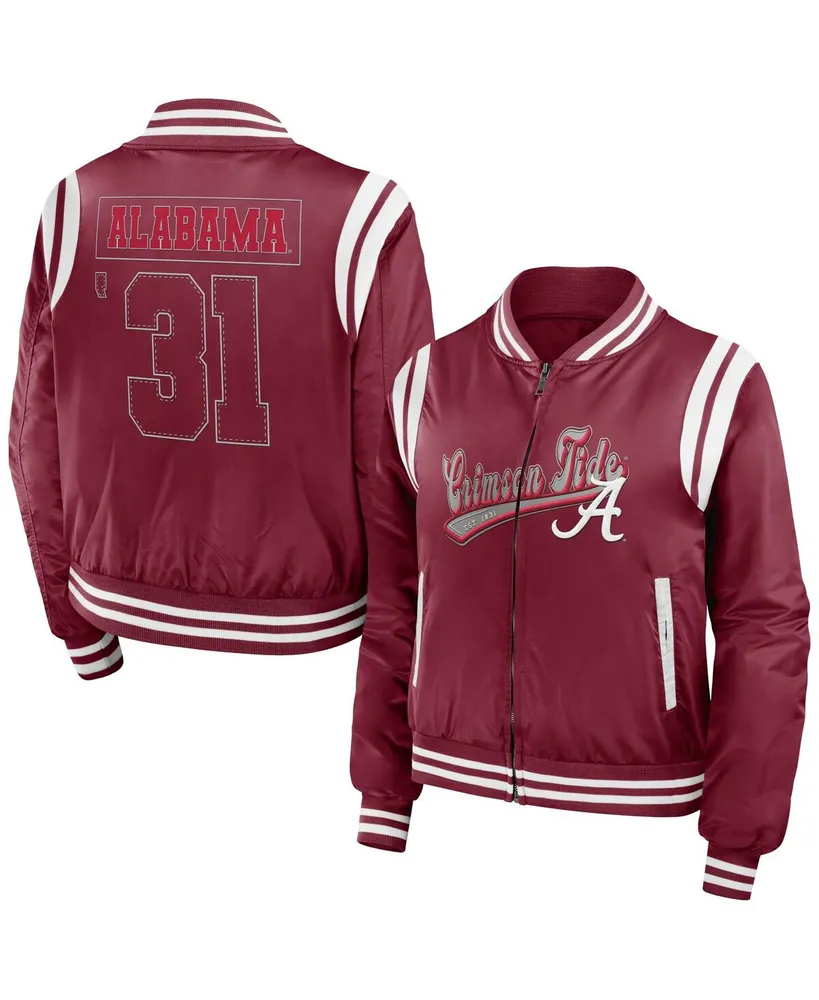 Women's Wear by Erin Andrews Crimson Alabama Tide Football Bomber Full-Zip Jacket