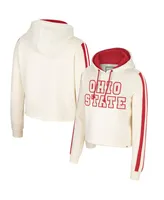 Women's Colosseum Cream Ohio State Buckeyes Perfect Date Cropped Pullover Hoodie