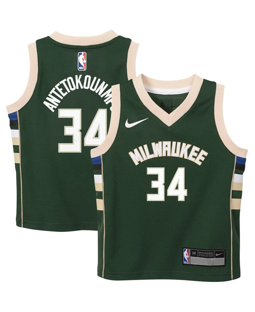 Preschool Boys and Girls Nike Giannis Antetokounmpo Hunter Green Milwaukee Bucks Swingman Player Jersey - Icon Edition