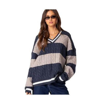 Women's Romie v neck cable knit sweater