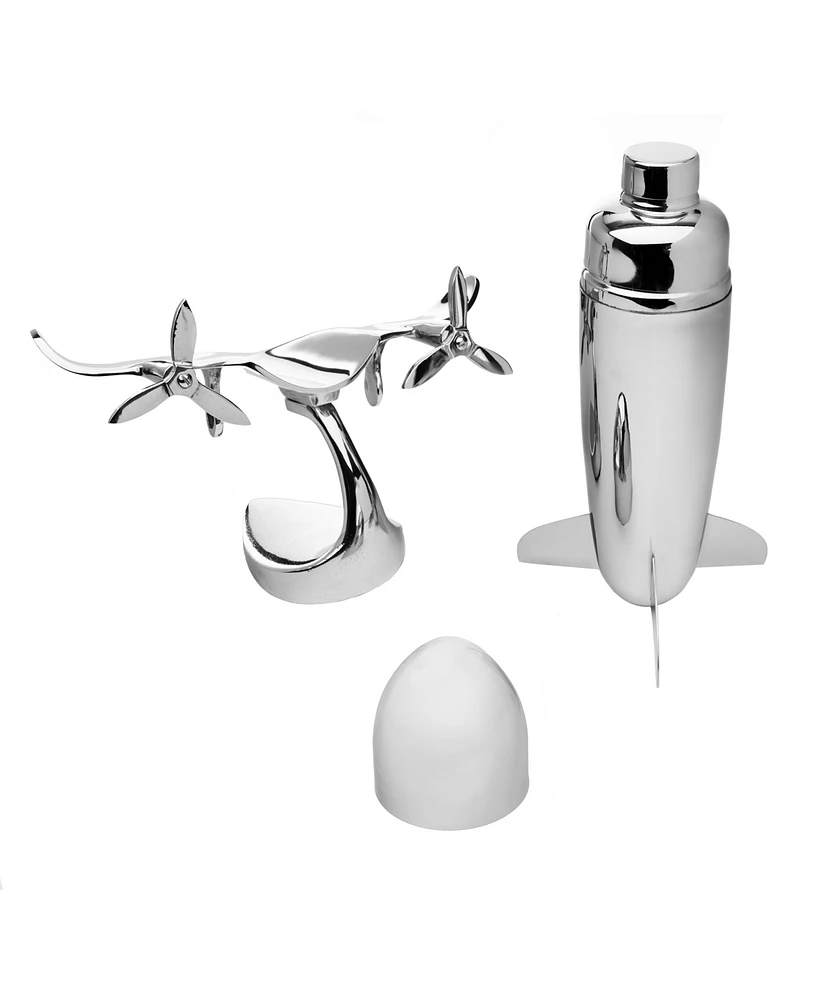 Godinger Airplane Cocktail Shaker On A Stand