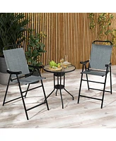 2 Pcs Patio Bar Chair Folding Height Metal Frame with Footrest Garden