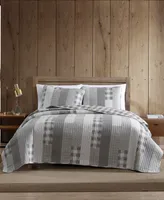 Eddie Bauer Fairview Grey Reversible 3-Piece King Quilt Set