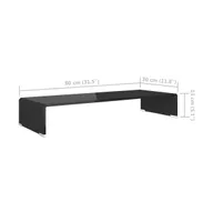 vidaXL Tv Stand/Monitor Riser Glass Black 31.5"x11.8"x5.1"