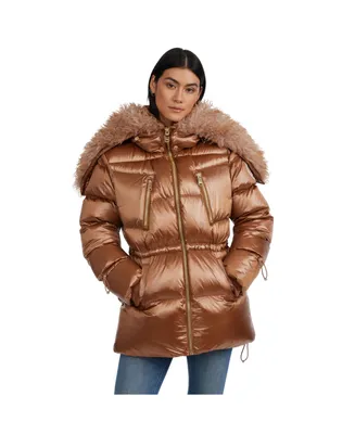 Pajar Electra Ladies Mid Puffer Coat with Detachable Sherpa Lined Split Hood