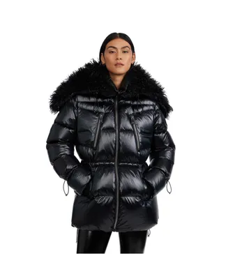 Pajar Electra Ladies Mid Puffer Coat with Detachable Sherpa Lined Split Hood