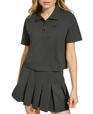 Dkny Sport Women's Tech Pique Short-Sleeve Cropped Polo Shirt