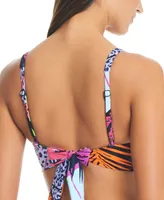 Bar Iii Women's Palm Prowl O-Ring Bikini Top, Created for Macy's