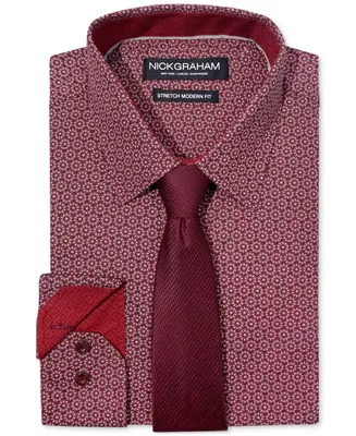 Nick Graham Men's Slim-Fit Stipple Circle Dress Shirt & Tie Set