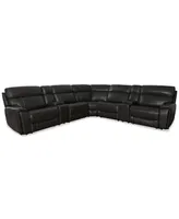 Hutchenson 132.5" 7-Pc. Zero Gravity Leather Sectional with 2 Power Recliners and Consoles, Created for Macy's