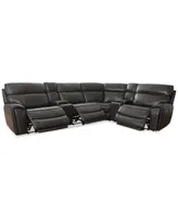 Hutchenson 132.5" 6-Pc. Zero Gravity Leather Sectional with 3 Power Recliners and 2 Consoles, Created for Macy's