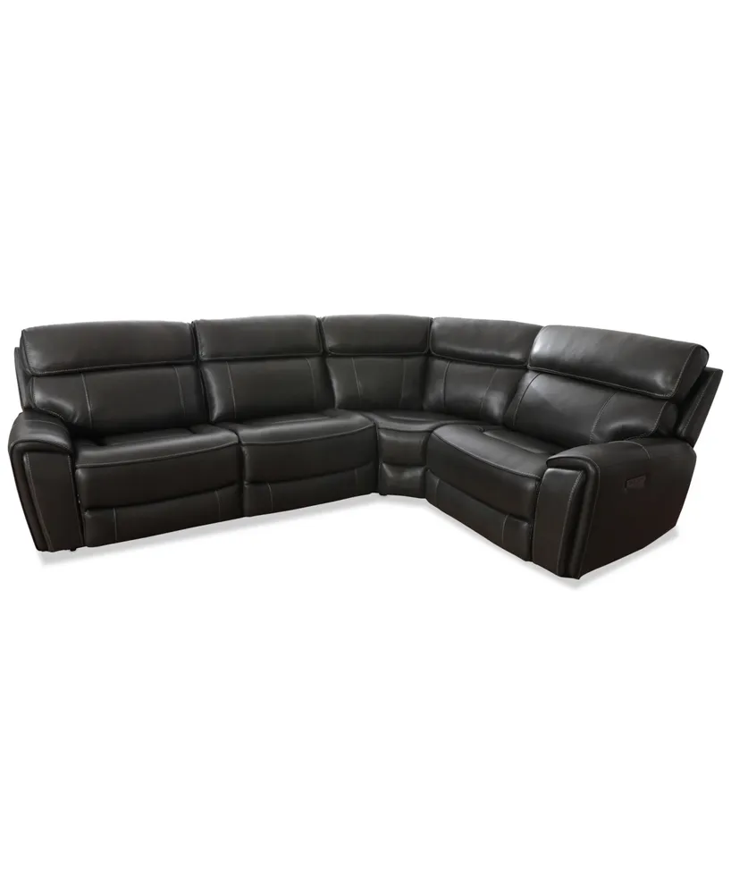 Hutchenson 119.5" 4-Pc. Zero Gravity Leather Sectional with 2 Power Recliners, Created for Macy's