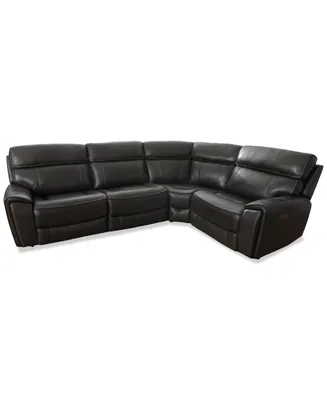 Closeout! Hutchenson 119.5" 4-Pc. Zero Gravity Leather Sectional with 2 Power Recliners, Created for Macy's